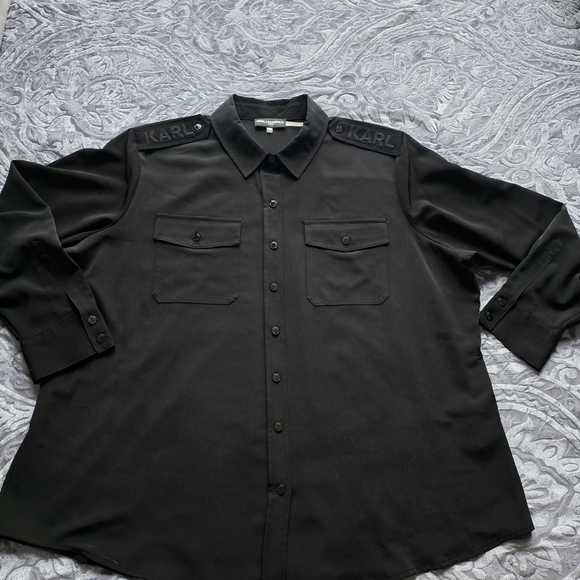 Karl Lagerfeld Paris Womens Plus Size Utility Shirt NWT - Picture 7 of 11